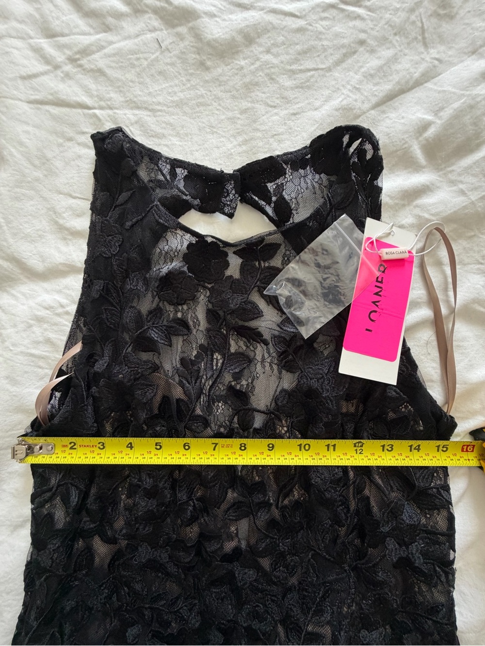 Rosa Clará Black Floral Lace Gown - Sleeveless Halter Neck Formal Dress Size 12 - Picture 13 of 16